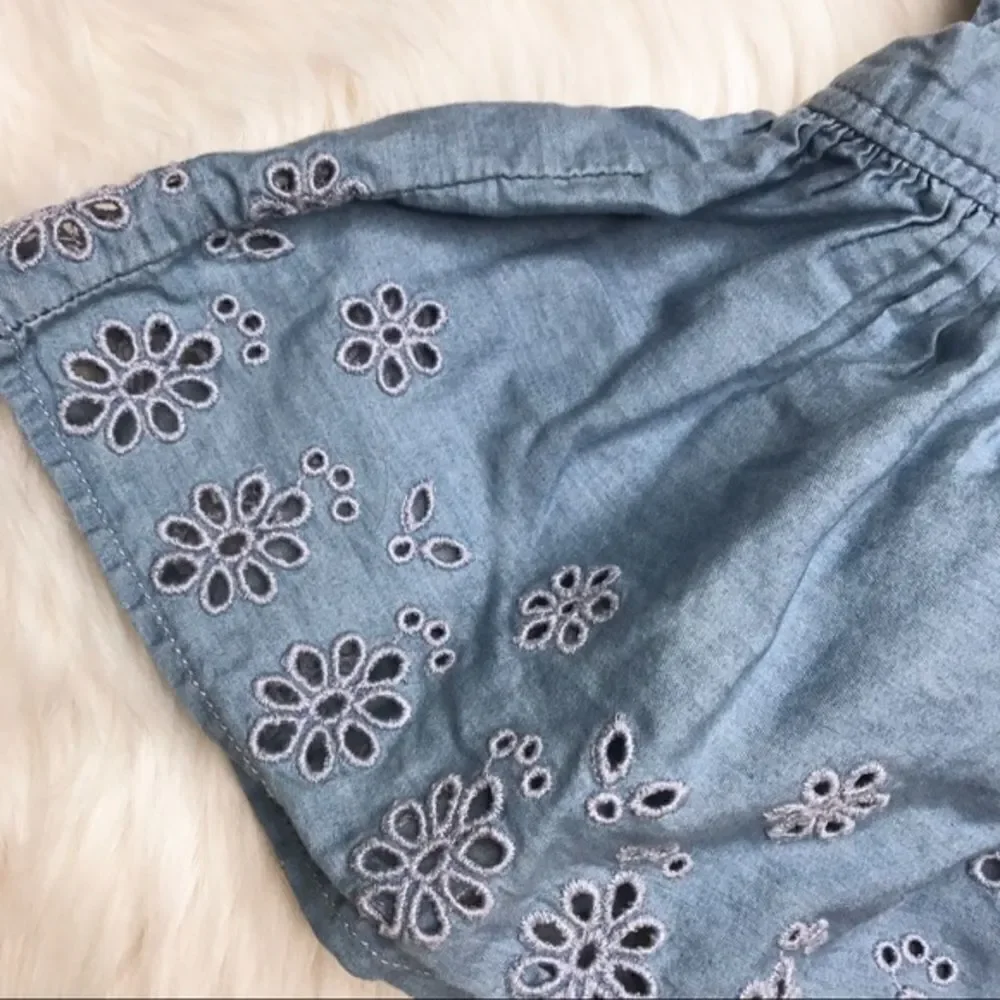 GAP Girls Chambray Eyelet Ruffle Top